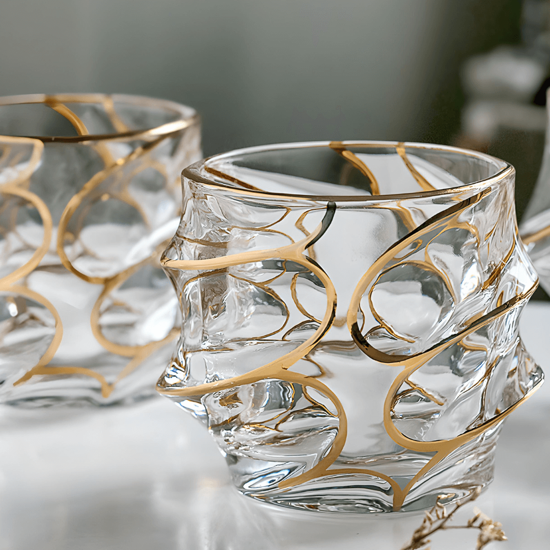 Arashi Gold Japanese Crystal Whiskey Glass